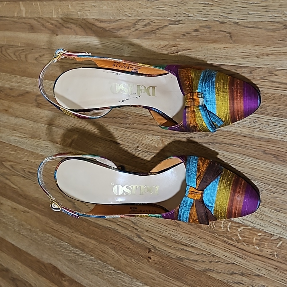 Deliso Vintage Colorful Material Heels 8.5B - Picture 3 of 16